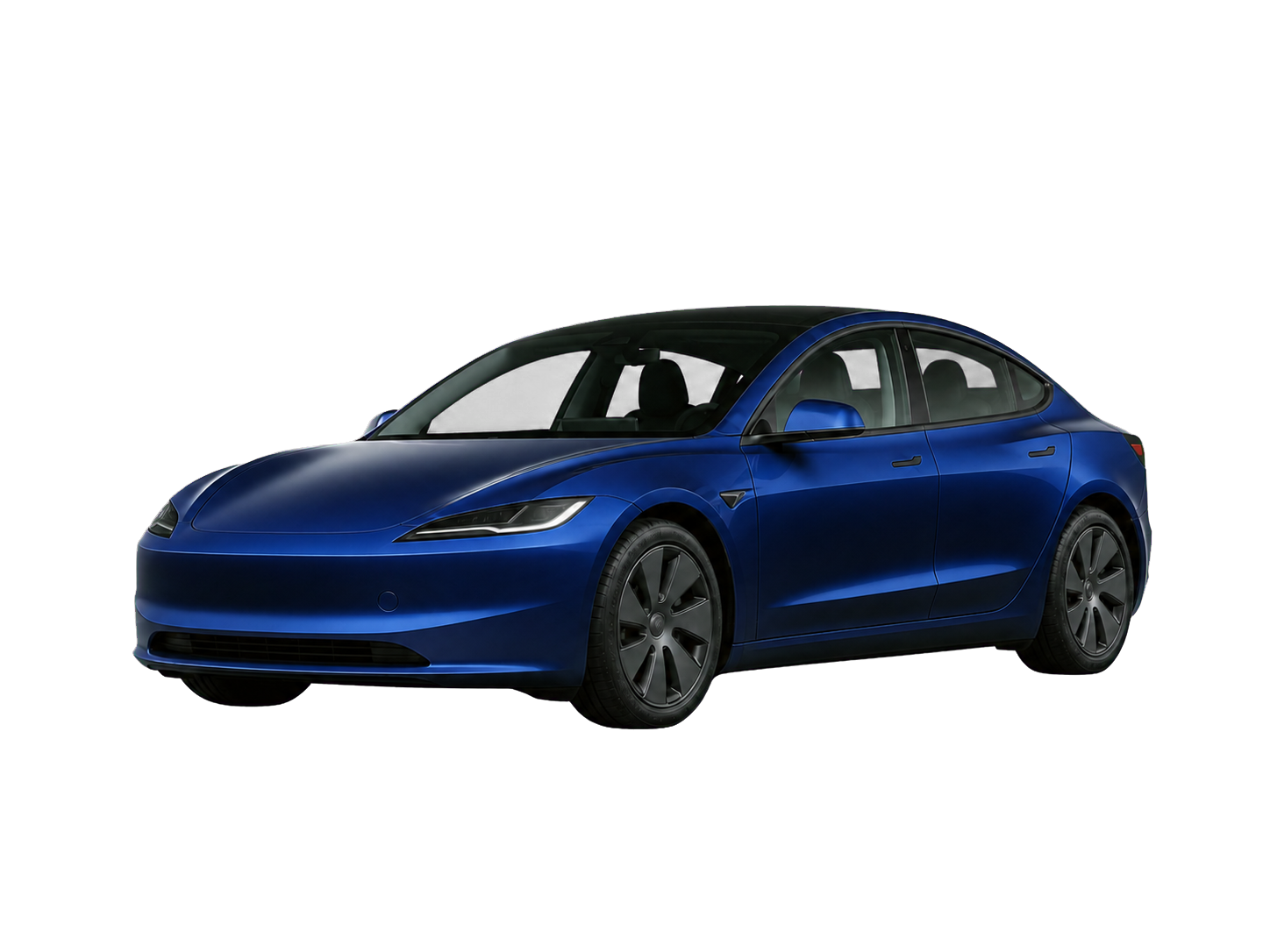 Weißes Tesla Model 3 in einer dunklen Studioinszenierung
